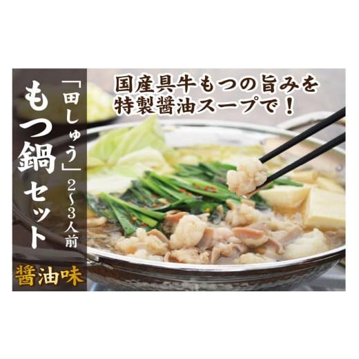 ふるさと納税 福岡県 飯塚市 博多の名店「田しゅう」 国産牛もつ鍋セット醤油味2〜3人前【A5-39...