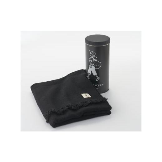 ふるさと納税 新潟県 燕市 カシミア手織りストール(ブラック)・黒缶 FCCS100007