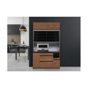 ふるさと納税 家具 収納家具 福岡県 大川市 （ウォールナット柄） 開梱設置 クロノス キッチンボード 上置き付 幅140cm キッチンボード 引き戸 食器棚 オープ…