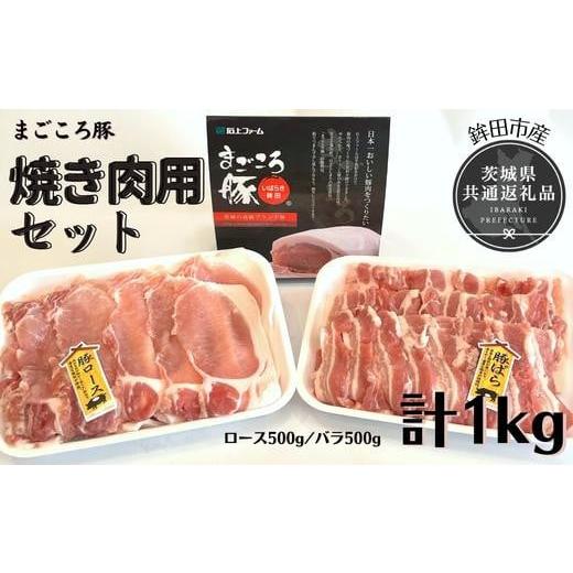 ふるさと納税 茨城県 那珂市 まごころ豚　焼き肉セット　1kg（ロース＆バラ）（茨城県共通返礼品・鉾...