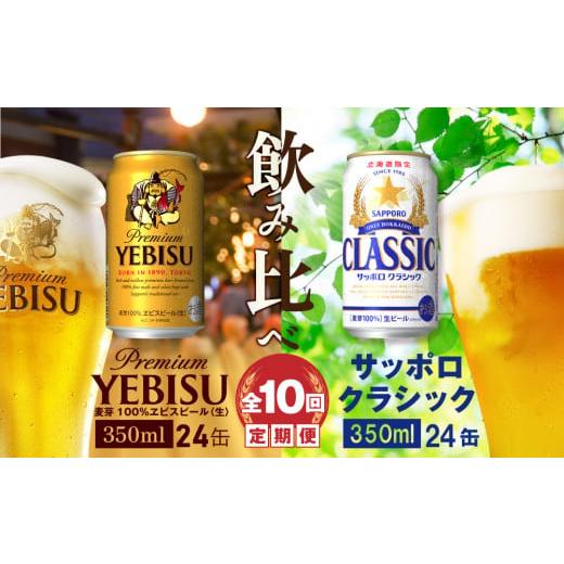 ふるさと納税 北海道 恵庭市 【ビール飲み比べ定期便：全10回】サッポロクラシックとヱビスビール各3...