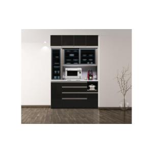 ふるさと納税 家具 収納家具 福岡県 大川市 （ブラック木目） 開梱設置 レガシー キッチンボード 幅150cm 上置付 耐震 食器棚 モイス オープンボード 引き戸 …