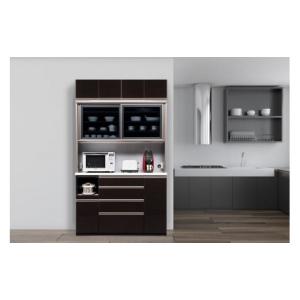 ふるさと納税 家具 収納家具 福岡県 大川市 （ブラック木目） 開梱設置／受注製作 ネオ キッチンボード 幅140cm 上置き付き 耐震 引き戸 食器棚 オープンボー…