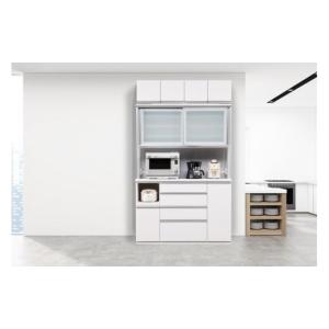 ふるさと納税 家具 収納家具 福岡県 大川市 （ホワイト柾目） 開梱設置／受注製作 ネオ キッチンボード 幅140cm 上置き付き 耐震 引き戸 食器棚 オープンボー…