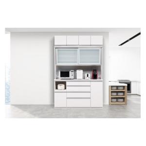 ふるさと納税 家具 収納家具 福岡県 大川市 （ホワイト柾目） 開梱設置／受注製作 ネオ キッチンボード 幅160cm 上置き付き 耐震 引き戸 食器棚 オープンボー…