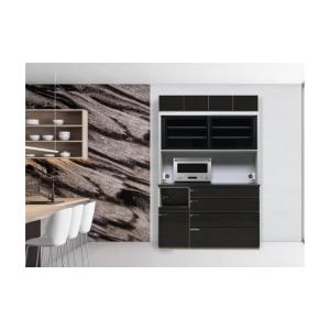 ふるさと納税 家具 収納家具 福岡県 大川市 （ブラック木目） 開梱設置 オッド キッチンボード 幅150cm 上置き付 耐震 引き戸 食器棚 オープンボード 完成品 …