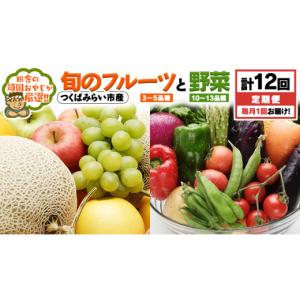 ふるさと納税 果物の詰合せ 茨城県 つくばみらい市 定期便 旬のフルーツ と 野菜 の セット 毎月1回1年コース(計12回) 田舎の頑固おやじが厳選 フルーツ 果物…