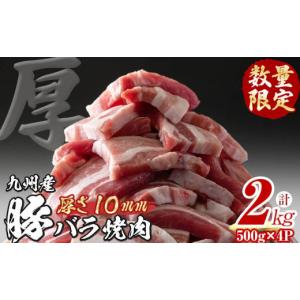 ふるさと納税 鹿児島県 志布志市 【数量限定】厚さ10ｍｍ！九州産豚バラ焼肉　計2kg(500g×4パック) a0-268