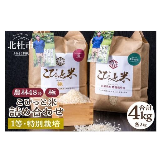 ふるさと納税 山梨県 北杜市 【令和５年度】こぴっと米【極】2kg 【農林48号】２kg詰め合わせ