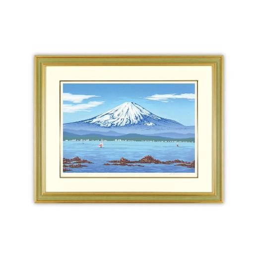 ふるさと納税 埼玉県 東松山市 「秀峰」【 版画 額付 小川手漉和紙 小暮真望 東松山 埼玉県 芸術...