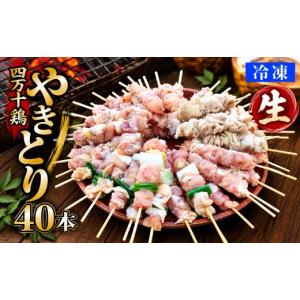ふるさと納税 鶏肉 焼き鳥 高知県 佐川町 四万十鶏のやきとり 40本（生） 国産鶏 焼き鳥 焼鳥串 炭火 5種（せせり もも にんにくま ねぎま かわ 各1本）5本1…