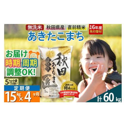 ふるさと納税 秋田県 仙北市 【無洗米】＜令和6年産 新米予約＞《定期便4ヶ月》秋田県産 あきたこま...