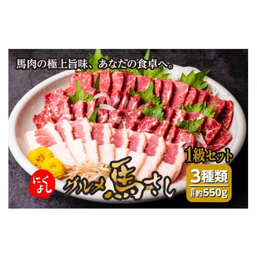 ふるさと納税 馬肉 熊本県 八代市 にくよし グルメ馬さし 1級セット 合計550g
