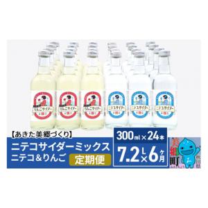 ふるさと納税 炭酸飲料 サイダー 秋田県 美郷町 《定期便6ヶ月》ニテコサイダーミックス 300ml×24本セット 2種（ニテコサイダー12本、りんごサイダー12本）あ…