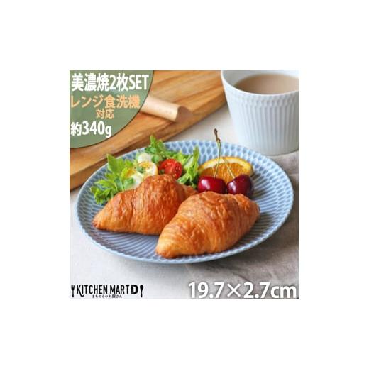 ふるさと納税 食器・グラス 皿 岐阜県 瑞浪市  美濃焼 さざなみ 20丸皿 ブルーグレー 2枚セッ...