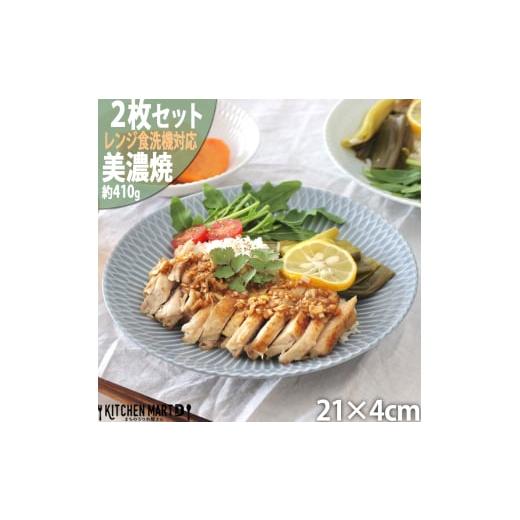 ふるさと納税 食器・グラス 皿 岐阜県 瑞浪市  美濃焼 さざなみ 21深皿 ブルーグレー 2枚セッ...