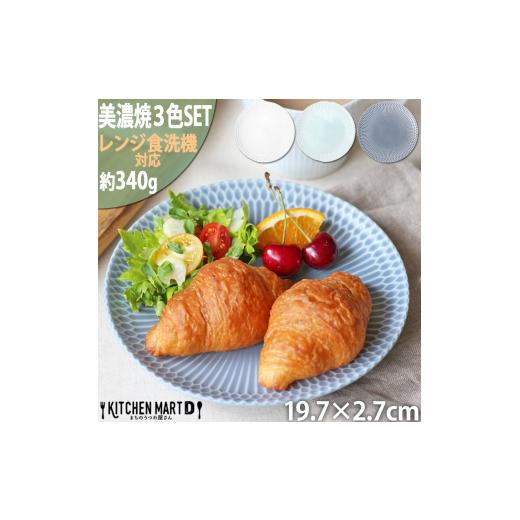 ふるさと納税 食器・グラス 皿 岐阜県 瑞浪市  美濃焼 さざなみ 20丸皿 3色セット 白 青白 ...