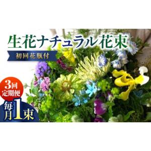 ふるさと納税 花・苗木 花束 高知県 高知市 3回定期便 生花ナチュラル花束 ブーケ初回花瓶付 株式会社tomoni ATCG020
