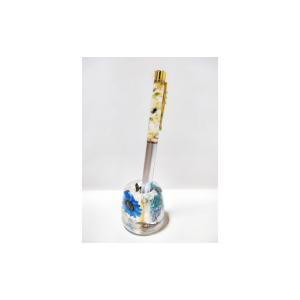 ふるさと納税 文房具・玩具 ボールペン 東京都 八王子市 Art grace クリスタルハーバリウムボールペン(シルバー)＆ハーバリウムペン立て(ブルー)セット ボー…