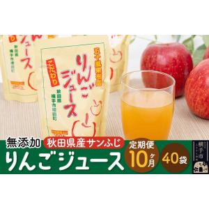 ふるさと納税 果汁飲料 りんご 秋田県 横手市 先行受付 12月上旬より発送 《定期便10ヶ月》 無添加りんごジュース（サンふじ）40パック 先行予約 秋田県 五十…