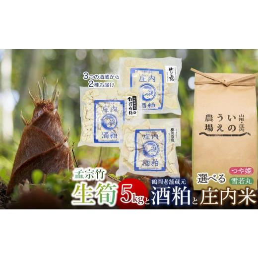 ふるさと納税 山形県 鶴岡市 生筍（孟宗竹）5kgと酒粕食べ比べ＆庄内米セット　【肉バルYAKU禄】