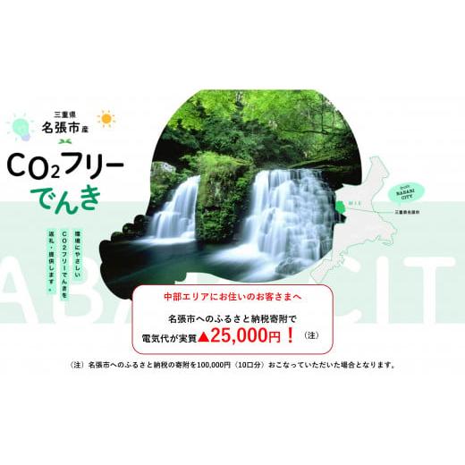 ふるさと納税 三重県 名張市 名張市産CO2フリーでんき 100,000円コース（注：お申込み前に申...