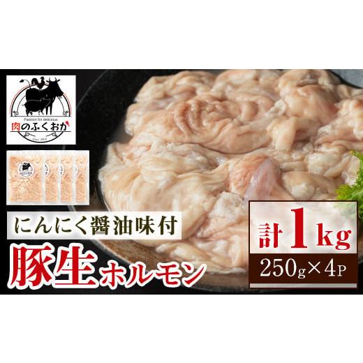 ふるさと納税 鹿児島県 肝付町 P79005 豚生ホルモンにんにく醤油味付(計1kg・250g×4)...