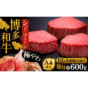 ふるさと納税 牛肉 ヒレ 福岡県 豊前市 全12回定期便 博多和牛 ヒレ シャトーブリアン 200g × 3枚《豊前市》 久田精肉店 VBK089