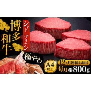ふるさと納税 牛肉 ヒレ 福岡県 豊前市 全12回定期便 博多和牛 ヒレ シャトーブリアン 200g × 4枚《豊前市》 久田精肉店 VBK095