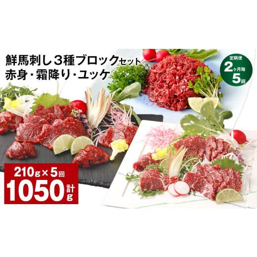 ふるさと納税 馬肉 熊本県 高森町  2ヶ月毎5回定期便 鮮馬刺し 3種ブロックセット（赤身・霜降り...