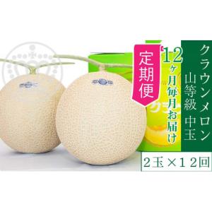 ふるさと納税 メロン メロン青肉 静岡県 浜松市 12ヶ月定期便 クラウンメロン 上(山等級) 中玉(1.3kg前後)2玉入り No.5786-5474