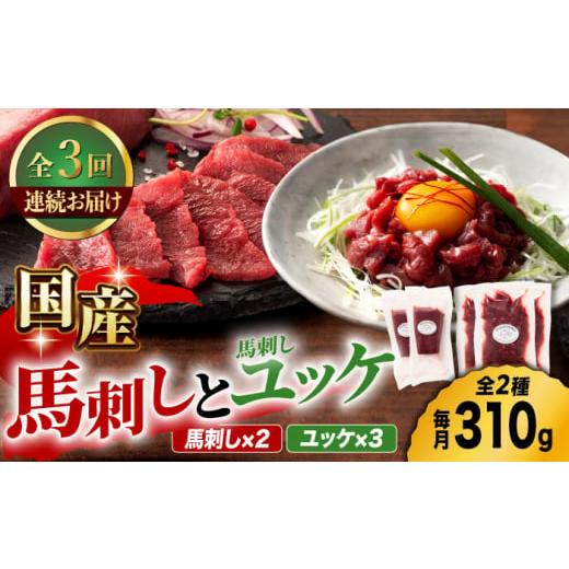 ふるさと納税 馬肉 熊本県 山鹿市  3回定期便 国産馬刺し と ユッケ のセット 3585 ZDT...