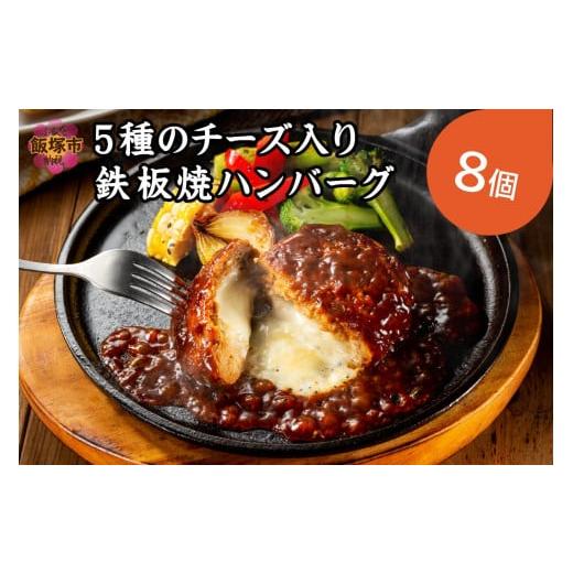 ふるさと納税 福岡県 飯塚市 5種のチーズ入り鉄板焼ハンバーグ(デミグラスソース)8個【A-818】