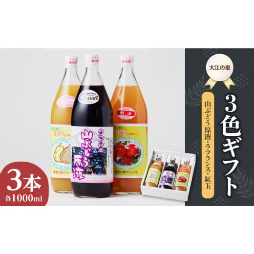 ふるさと納税 山形県 大江町 大江の恵 3色ギフト（山ブドウ原液、ラフランス、紅玉各1000ml） ...