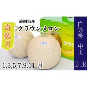 ふるさと納税 メロン メロン青肉 静岡県 浜松市 奇数月 定期便 クラウンメロン並 白等級 1.3kg前後　2玉入り No.5786-5514