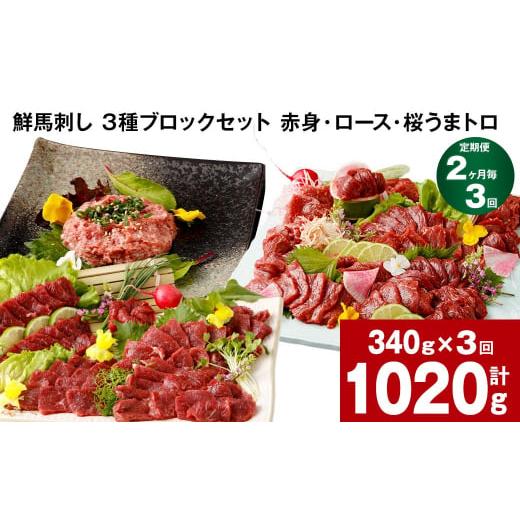ふるさと納税 馬肉 熊本県 高森町  2ヶ月毎3回定期便 鮮馬刺し 3種ブロックセット 計1020g