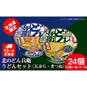 ふるさと納税 うどん インスタント 北海道 千歳市 定期便12カ月 日清　北のどん兵衛　うどんセット 天ぷら・きつね 各1箱・合計2箱 天ぷら てんぷら うどん …