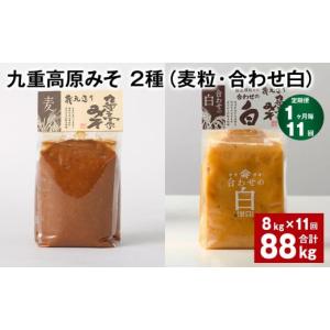 ふるさと納税 味噌 麦味噌 大分県 九重町 1ヶ月毎11回定期便 九重高原みそ 2種 （麦粒・合わせ白） 計88kg（8kgx11回） 麦みそ 白みそ