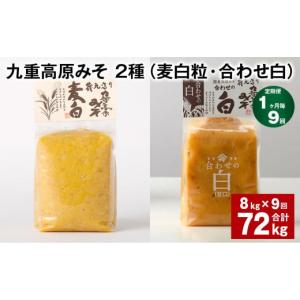 ふるさと納税 味噌 麦味噌 大分県 九重町 1ヶ月毎9回定期便 九重高原みそ 2種 （麦白粒・合わせ白） 計72kg（8kgx9回） 麦みそ 白みそ