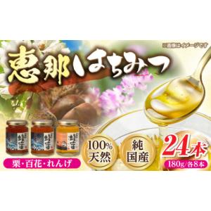 ふるさと納税 加工品等 はちみつ 岐阜県 恵那市 恵那蜂蜜 24本セット (蓮華蜂蜜180g×8本、百花蜂蜜180g×8本、栗蜂蜜180g×8本) ／ はちみつ 国産 蓮華蜂蜜 …