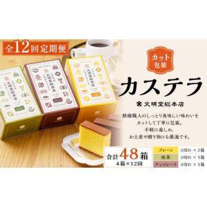 ふるさと納税 菓子 カステラ 長崎県 長崎市 全12回定期便 文明堂総本店 カット包装 カステラ 4箱入 ／ 文明堂 総本店 スイーツ かすてら デザート お菓子 菓…