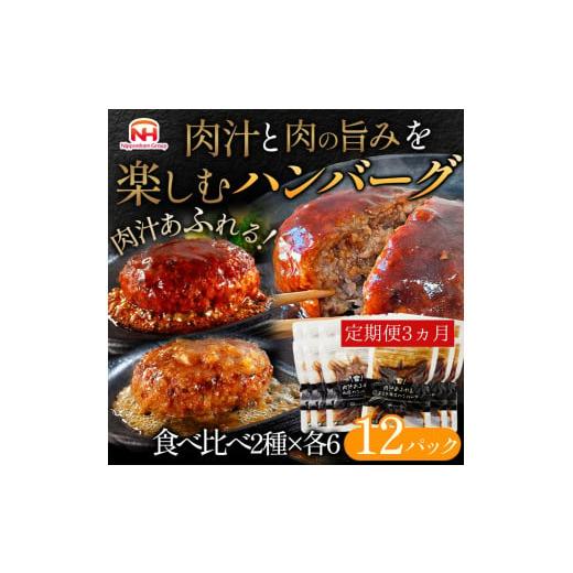ふるさと納税 牛肉 ハンバーグ 茨城県 常総市  定期便 肉汁あふれるハンバーグ2種12個セット（デ...