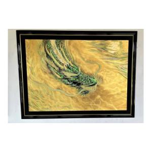 ふるさと納税 雑貨・日用品 絵画 岐阜県 本巣市 現代水墨画家 絵師白道「虹龍レインボードラゴン」｜絵画 アート インテリア 手描き 一筆 龍 日本画 現代アー…