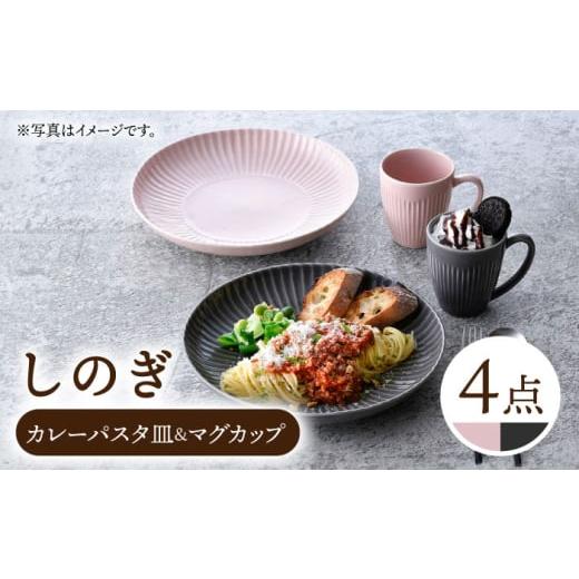 ふるさと納税 民芸品・工芸品 長崎県 波佐見町  波佐見焼 しのぎ カレーパスタ皿＆マグカップ ペア...