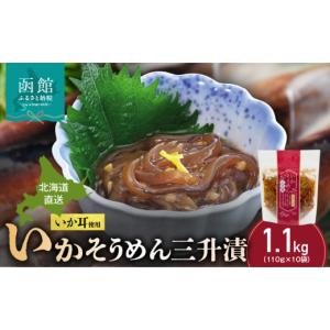 ふるさと納税 イカ 北海道 函館市 道水 いかそうめん三升漬 いか耳使用 1.1kg（110g×10袋）北海道直送_HD108-023
