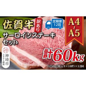ふるさと納税 牛肉 サーロイン 佐賀県 神埼市 12か月定期便 訳あり A4〜A5 佐賀牛サーロインステーキセット 5kg(250g2枚入り×10P)×12回 肉 牛肉 ブランド牛…