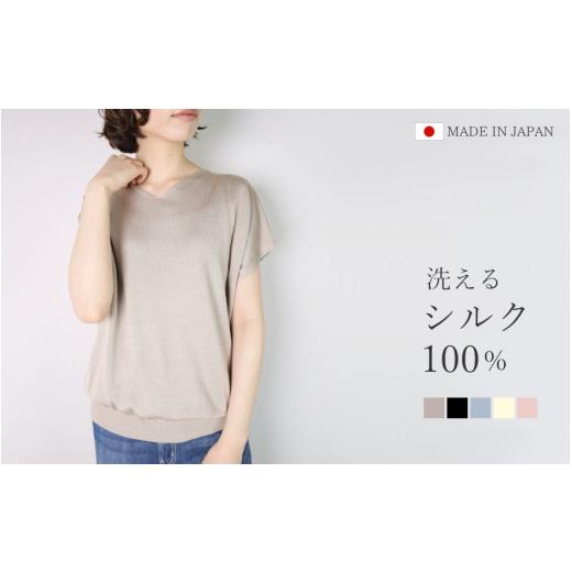 ふるさと納税 服 女 新潟県 五泉市 洗える サマーニット シルク100％ Vネック プルオーバー ...