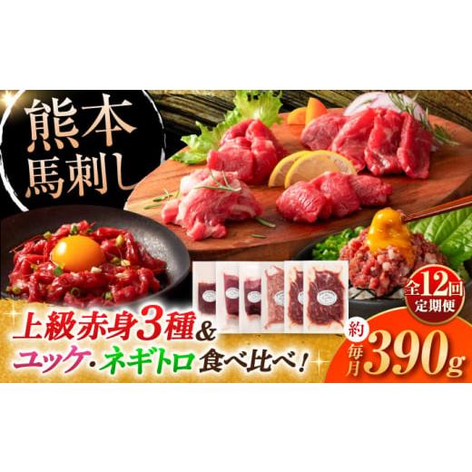 ふるさと納税 馬肉 熊本県 菊陽町  全12回定期便 「本場・熊本の味」 上級赤身3種とユッケネギト...