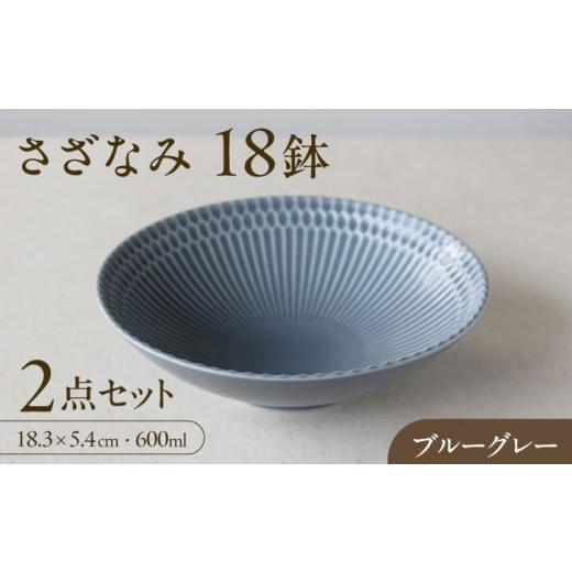ふるさと納税 食器・グラス 皿 岐阜県 瑞浪市  美濃焼 さざなみ 18鉢 ブルーグレー 2枚セット...