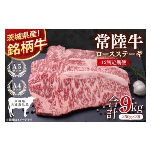 ふるさと納税 牛肉 ステーキ 茨城県 阿見町 茨城県共通返礼品 12回定期便 常陸牛ロースステーキ 計9kg(250g×36) 銘柄牛 牛肉 冷凍 たんぱく質 ビタミン 茨城…
